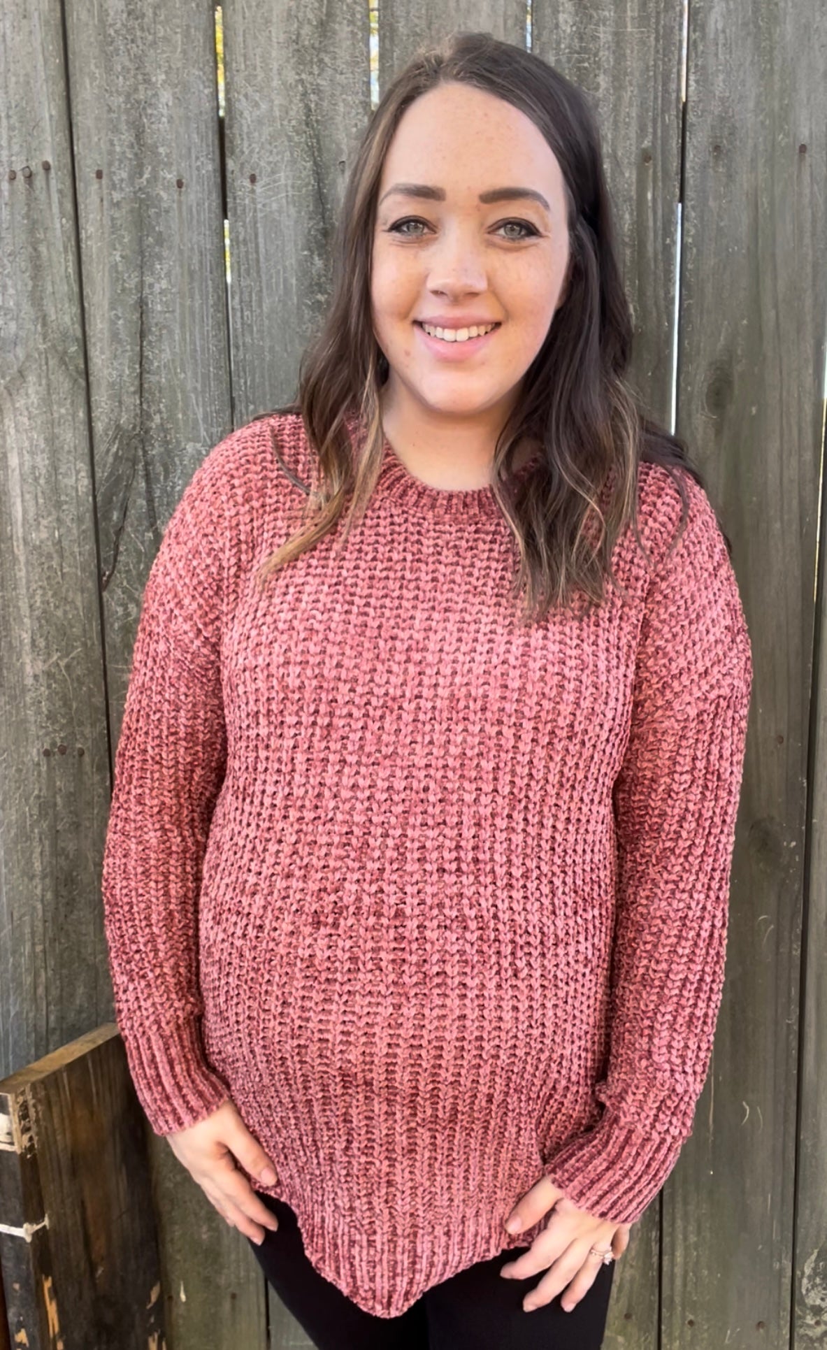 Scalloped chenille clearance sweater