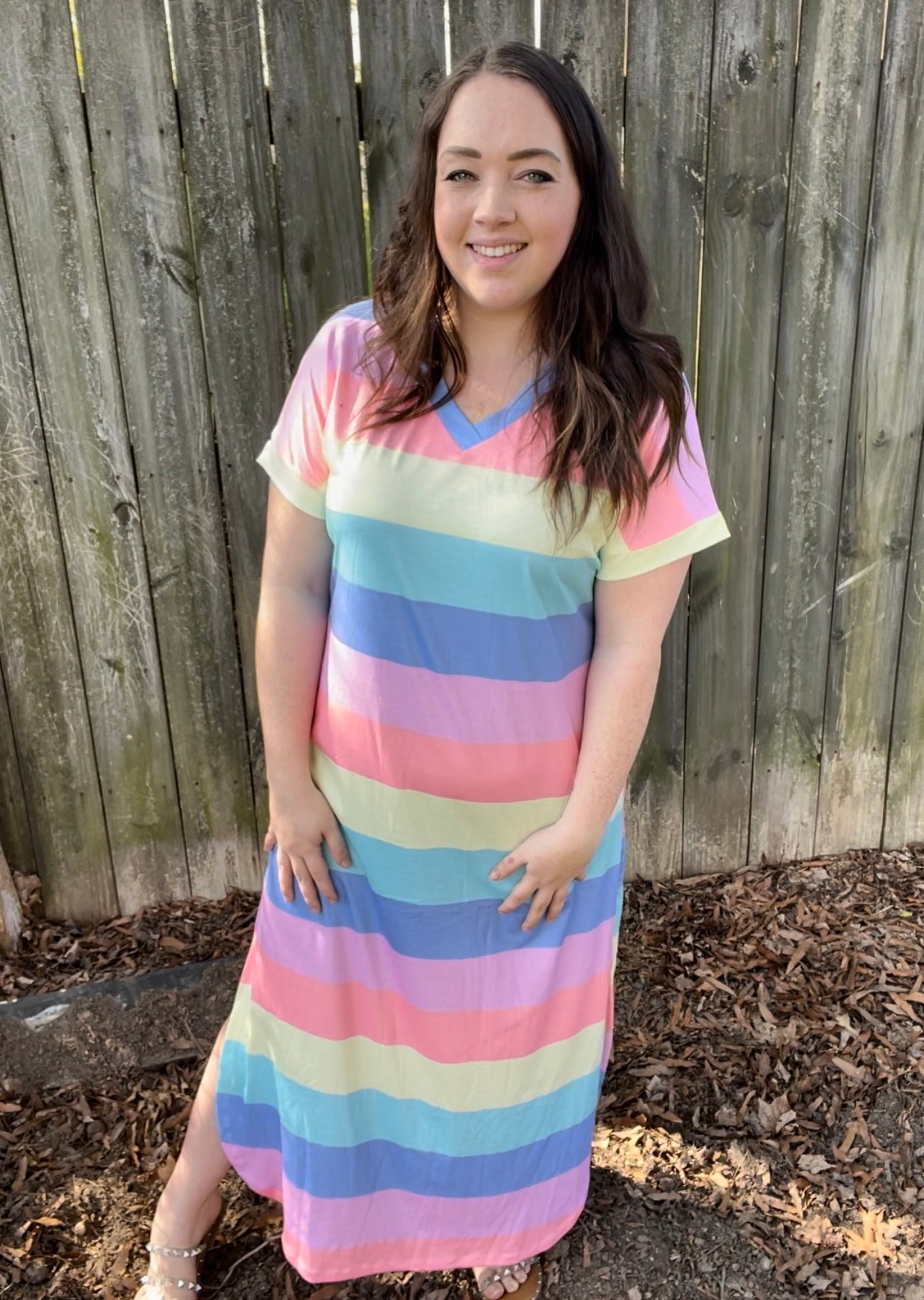 Pastel striped outlet dress