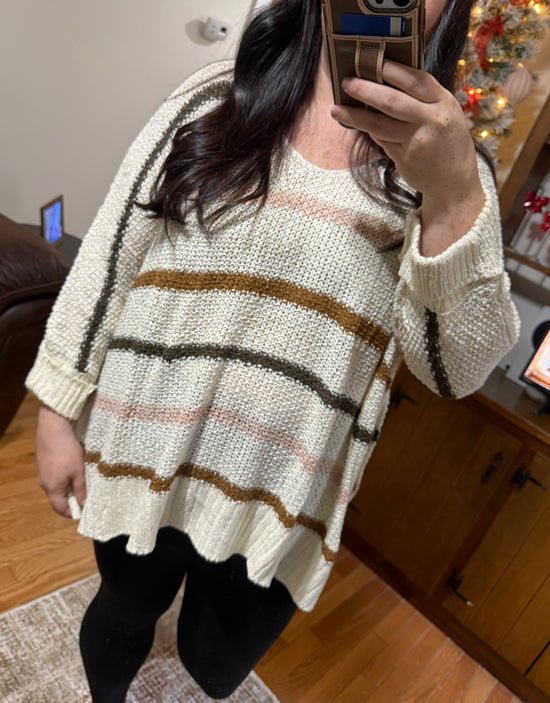 MULTI COLOR STRIPED SWEATER TOP