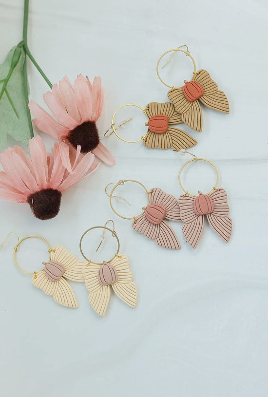 PUMPKIN BOW DANGLES