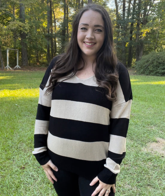 NEUTRAL STRIPED SWEATER TOP