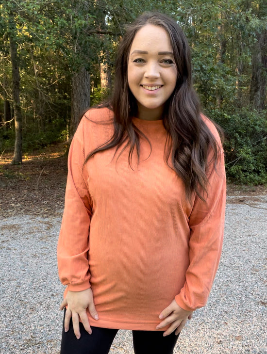 ORANGE CORDED PULLOVER