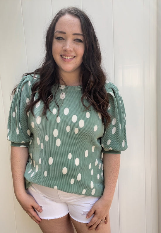 GREEN DOT PUFF SLEEVE TEE