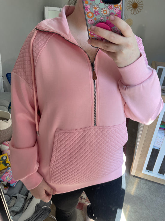 PINK QUILTED PULLOVER