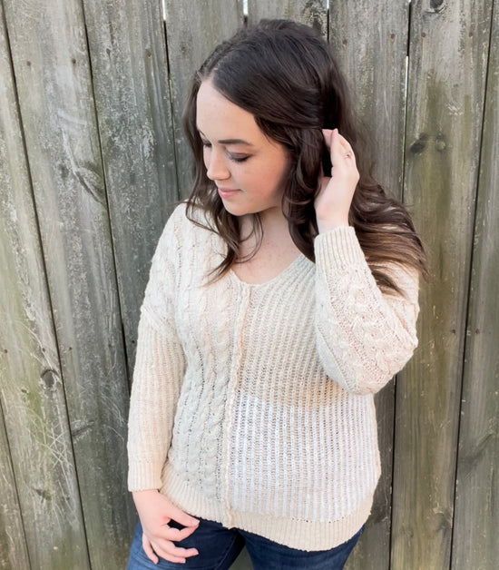 BEIGE V NECK SWEATER