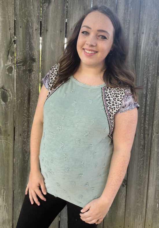 Sage Animal Print Top